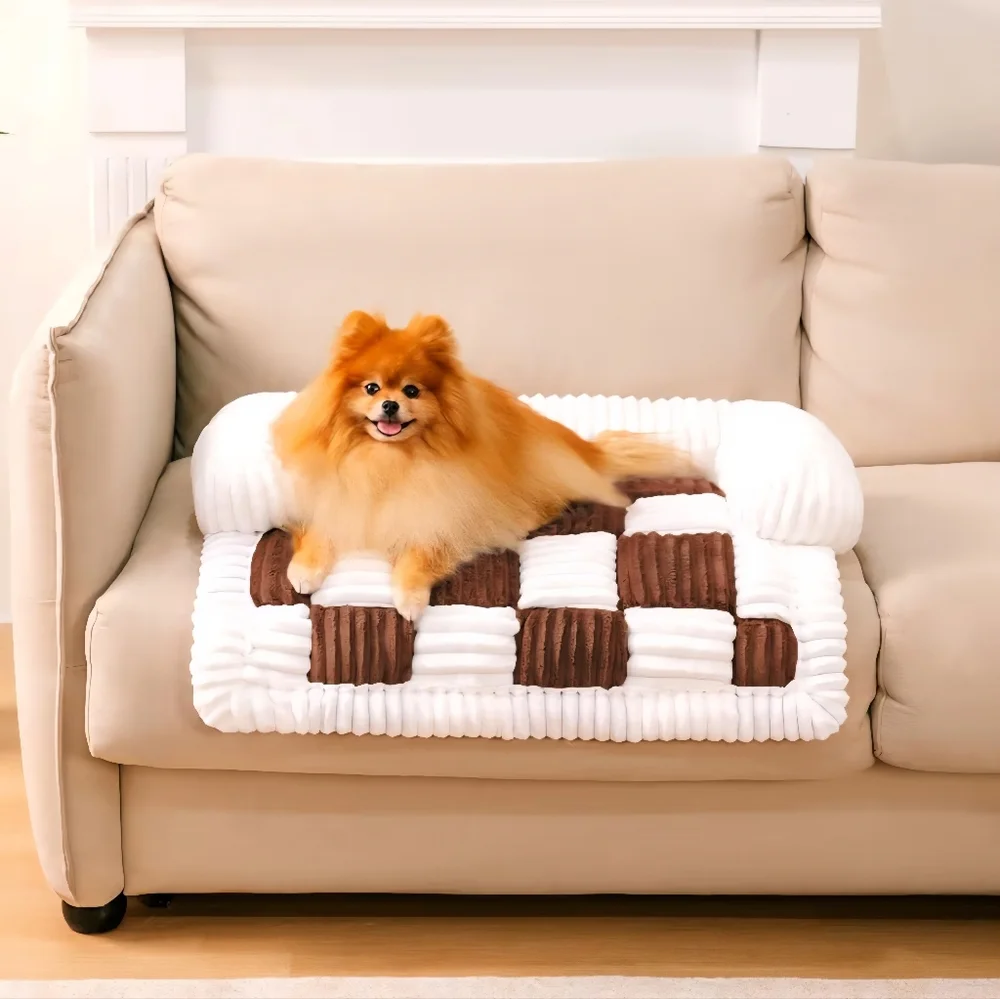 Pet Couch Covers Furniture Protector, Bed Mat, Washable Brown and White NEW
